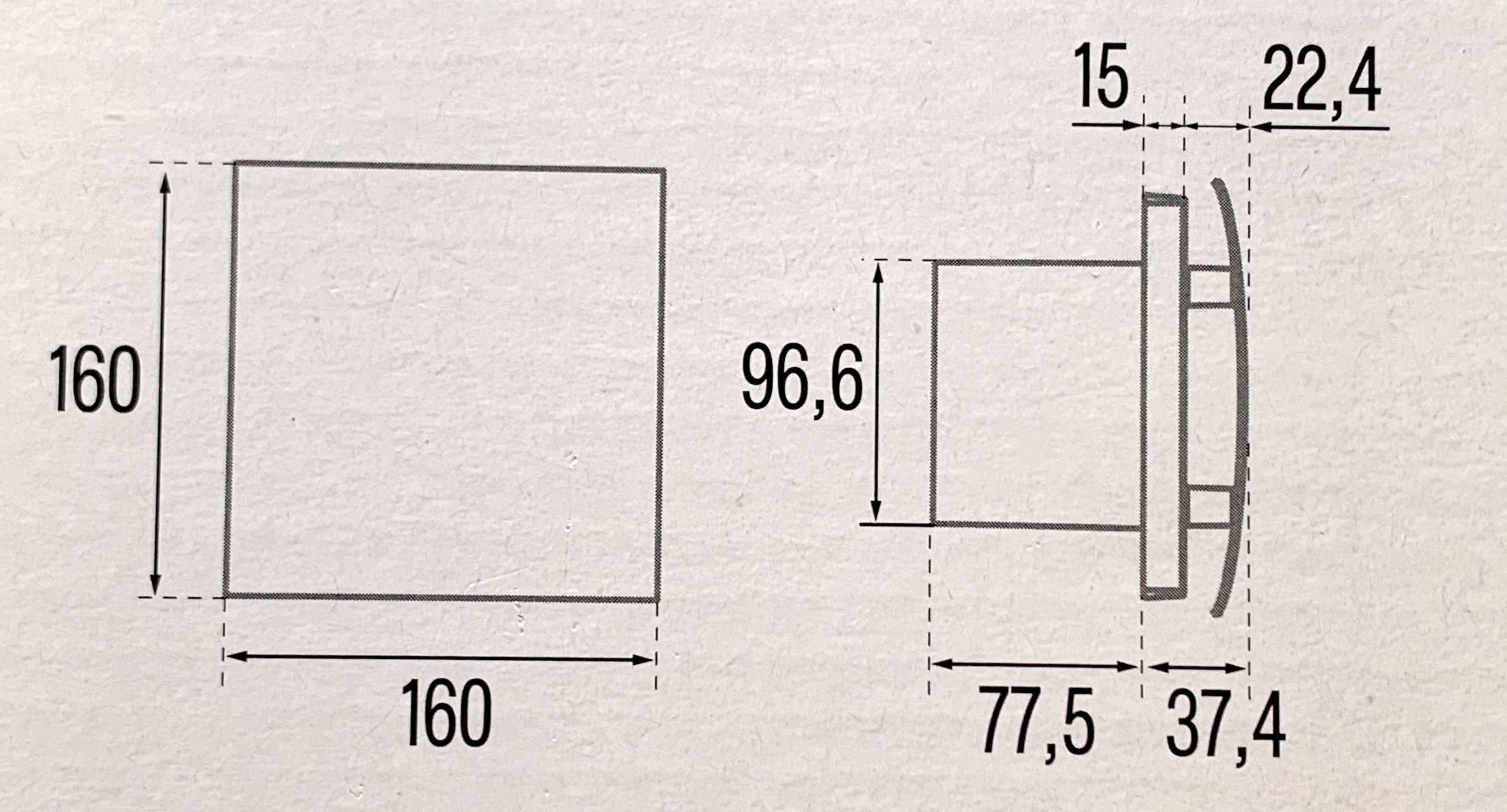 Wymiary wentylatora Cata Silentis 100